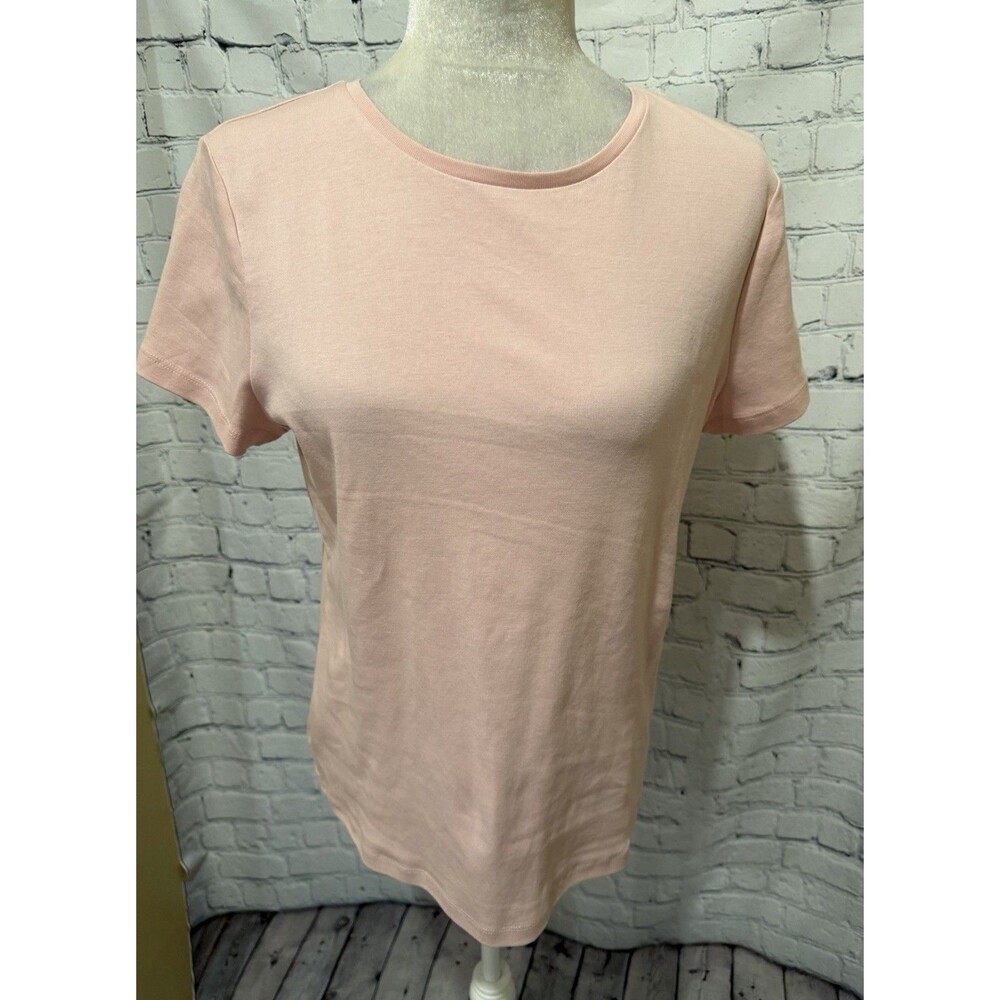 Talbots Pima Cotton Crewneck Tee in a soft blush Large Petite
